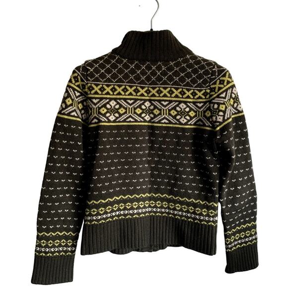 CARVE DESIGNS Merino Wool Button Down Fair Isles Print Cardigan Sweater Size S - Picture 8 of 10